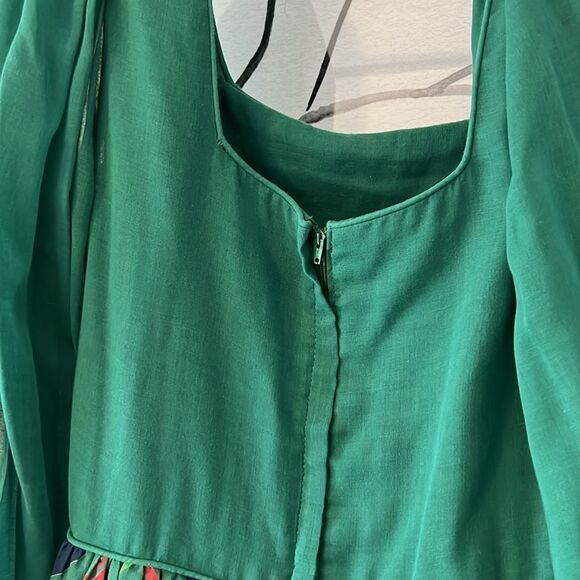 1970s Candi Jones Vintage Green and Blue Long Sleeve plaid Dress holiday - Picture 4 of 6